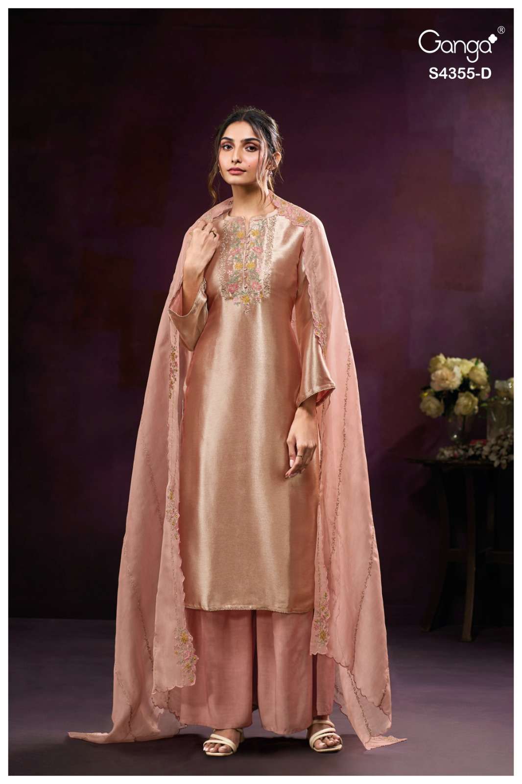 Ganga Fashion Olesha 4355 Pure Bemberg Silk Party Wear Dress Material