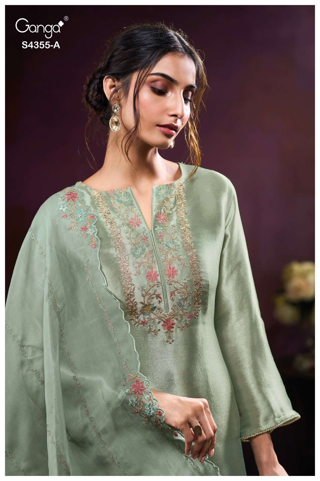 Ganga Fashion Olesha 4355 Pure Bemberg Silk Party Wear Dress Material