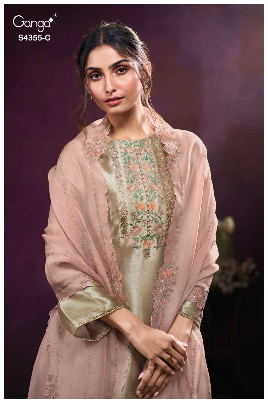 Ganga Fashion Olesha 4355 Pure Bemberg Silk Party Wear Dress Material