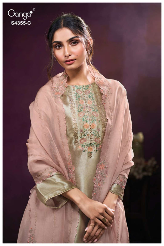 Ganga Fashion Olesha 4355 Pure Bemberg Silk Party Wear Dress Material