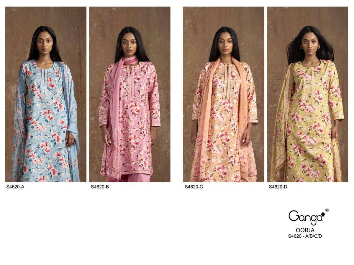 Ganga Fashion Oorja 4620 Dress Material Wholesale Catalogue - Amrah Wholesale