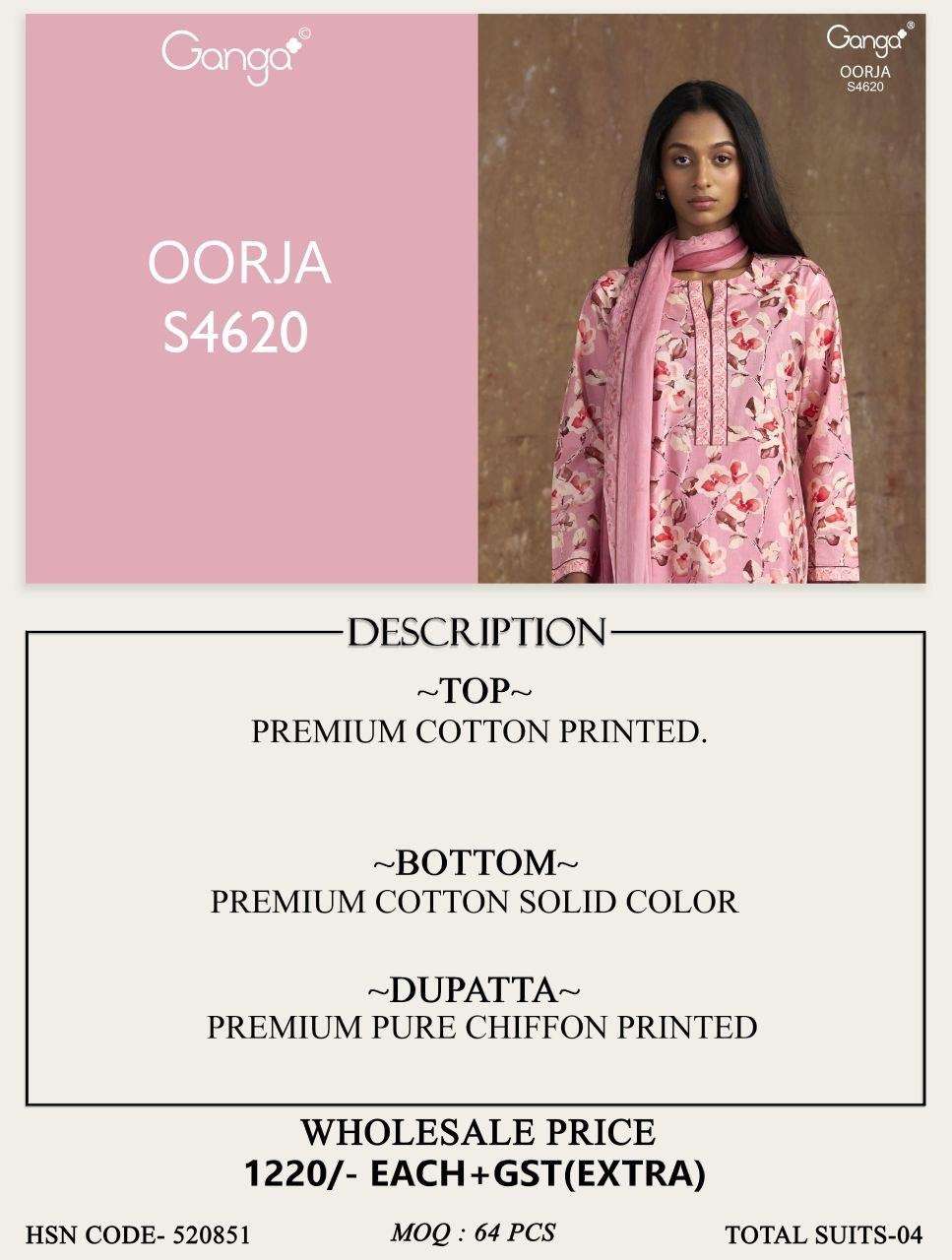 Ganga Fashion Oorja 4620 Dress Material Wholesale Catalogue - Amrah Wholesale