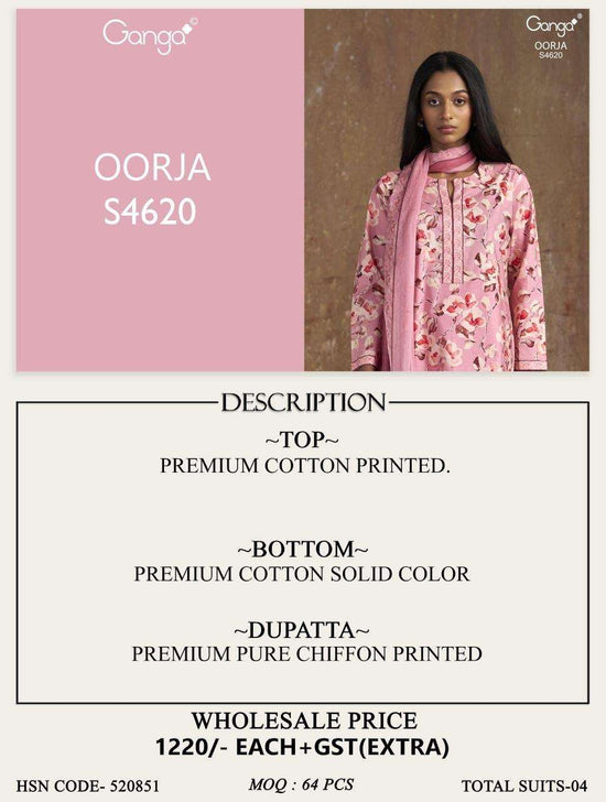 Ganga Fashion Oorja 4620 Dress Material Wholesale Catalogue - Amrah Wholesale