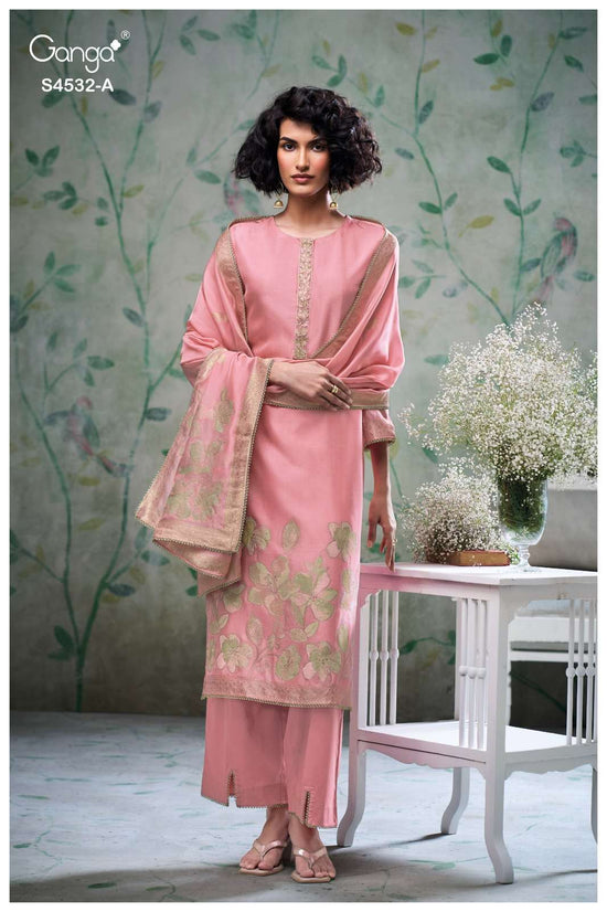 Ganga Fashion Oshika 4532 Woven Silk Jacquard Dress Material