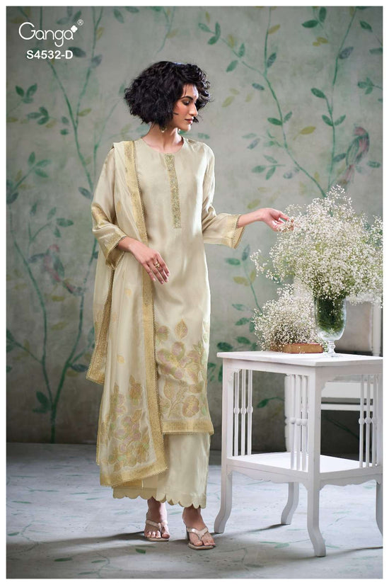 Ganga Fashion Oshika 4532 Woven Silk Jacquard Dress Material