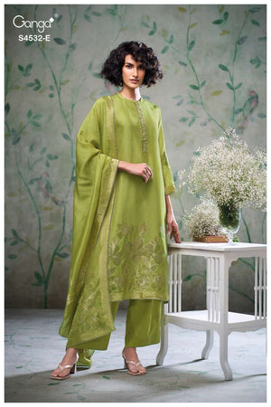 Ganga Fashion Oshika 4532 Woven Silk Jacquard Dress Material