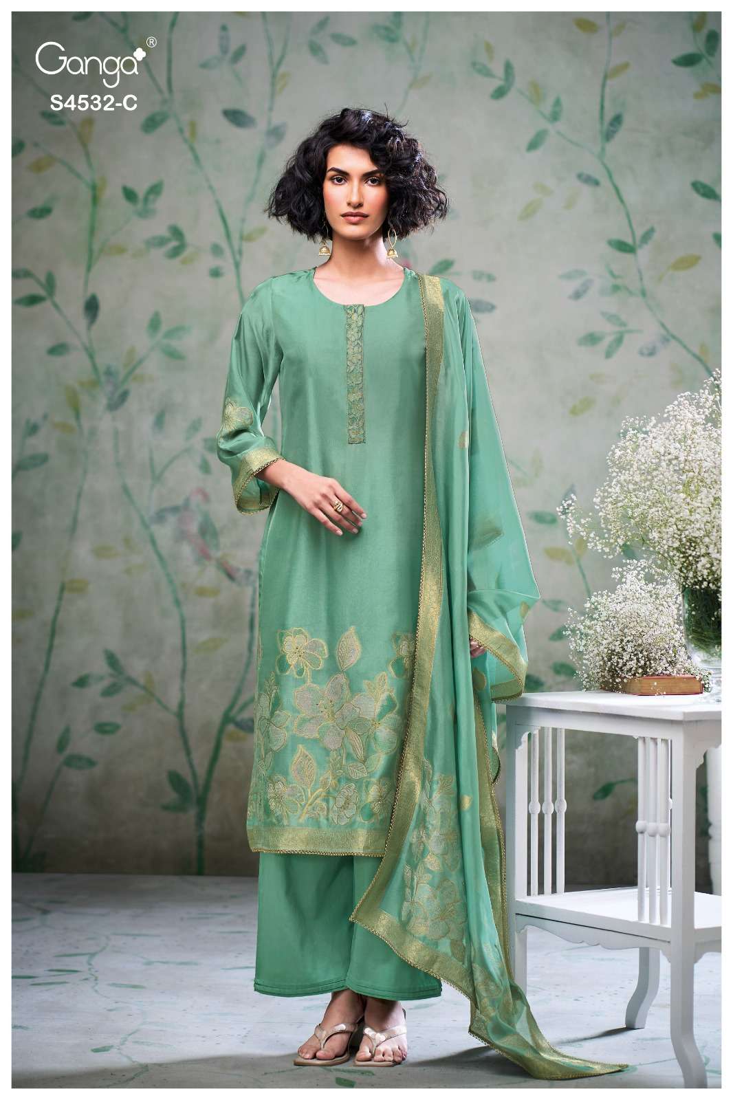 Ganga Fashion Oshika 4532 Woven Silk Jacquard Dress Material