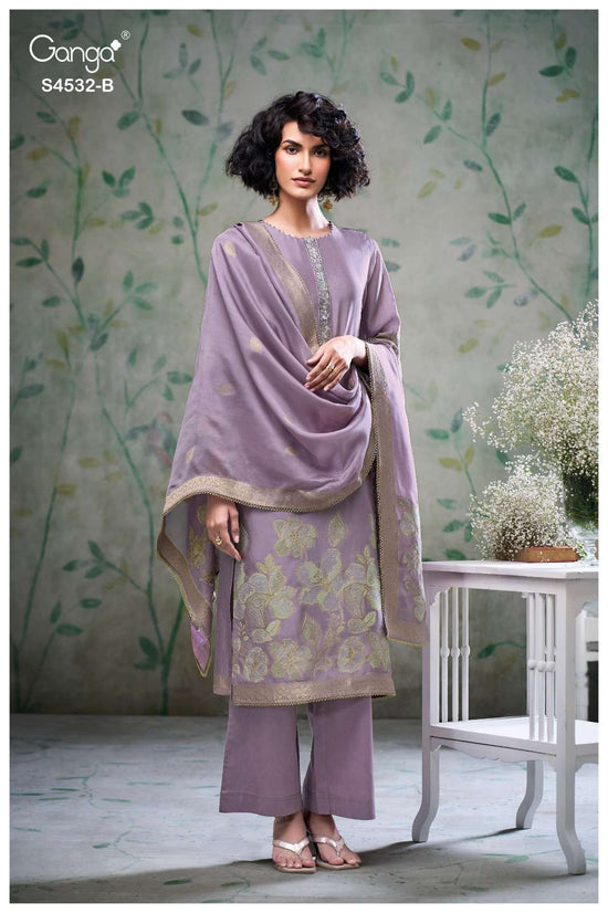 Ganga Fashion Oshika 4532 Woven Silk Jacquard Dress Material