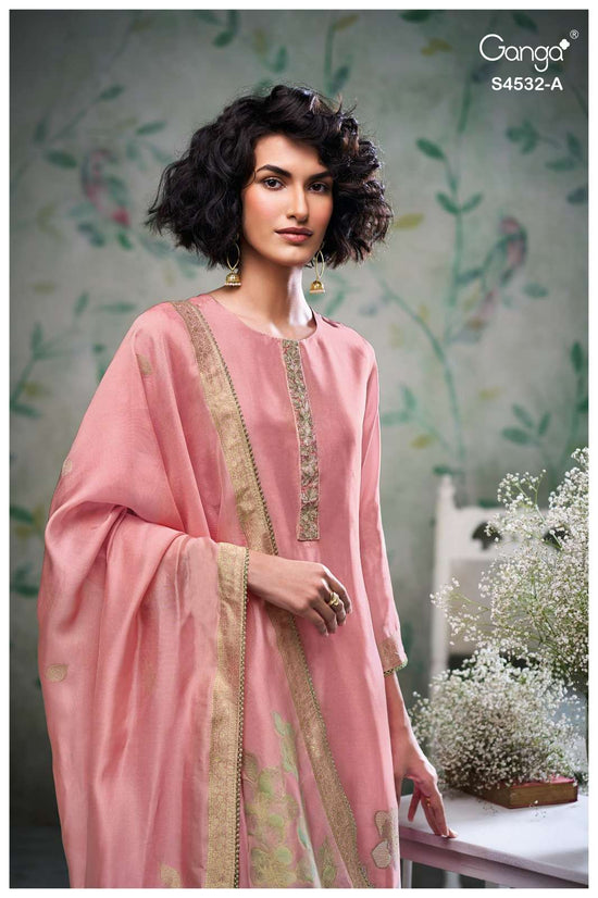 Ganga Fashion Oshika 4532 Woven Silk Jacquard Dress Material