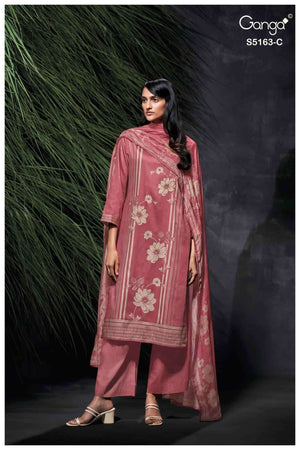 Ganga Fashion Paesyn 5163 Premium Cotton Satin Dress Material - Amrah Wholesale