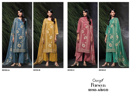 Ganga Fashion Paesyn 5163 Premium Cotton Satin Dress Material - Amrah Wholesale