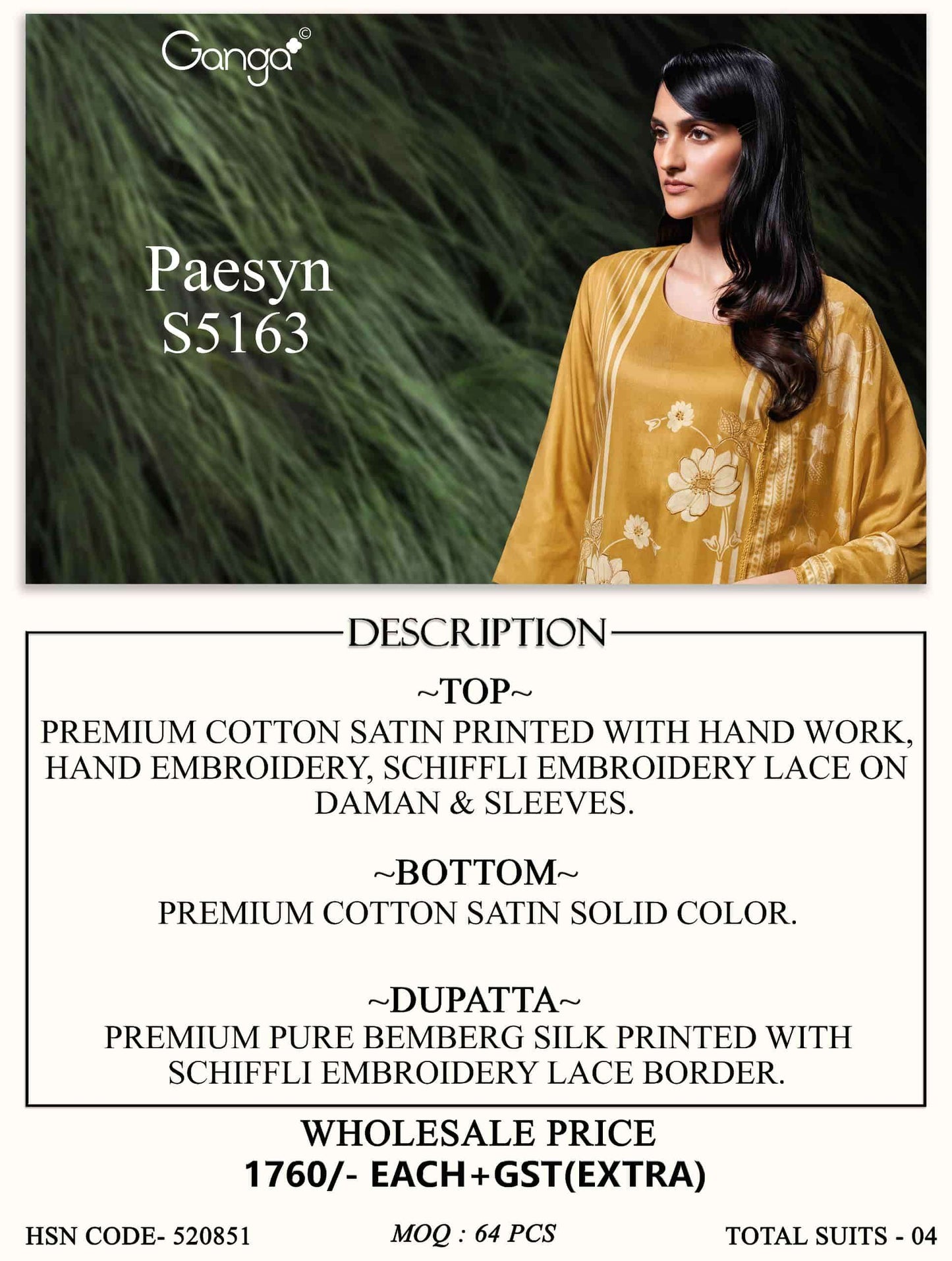 Ganga Fashion Paesyn 5163 Premium Cotton Satin Dress Material
