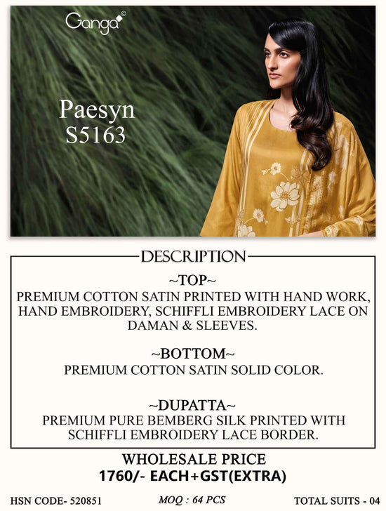 Ganga Fashion Paesyn 5163 Premium Cotton Satin Dress Material