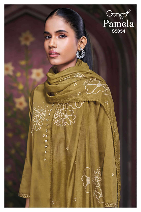 GANGA FASHION PAMELA 5054 Premium Cotton Satin Salwar Suit Dress Material