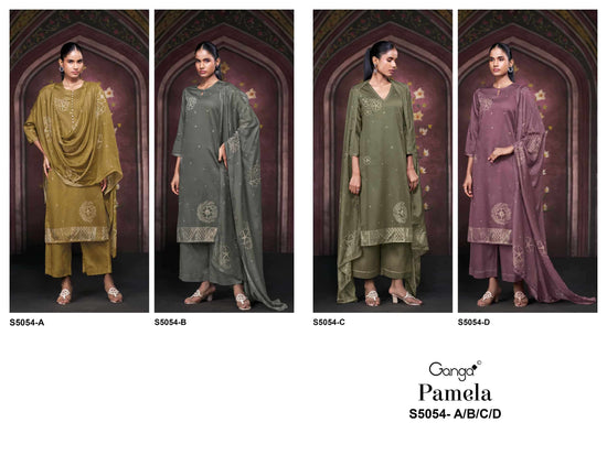 GANGA FASHION PAMELA 5054 Premium Cotton Satin Salwar Suit Dress Material
