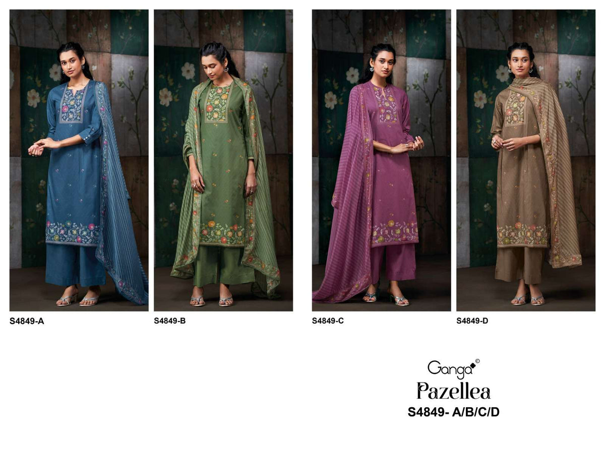Ganga Fashion Pazellea 4849 Premium Cotton Dress Material - Amrah Wholesale
