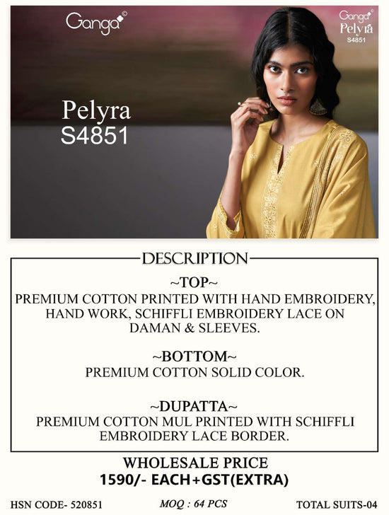 Ganga Fashion Pelyra 4851 Premium Cotton Dress Material - Amrah Wholesale