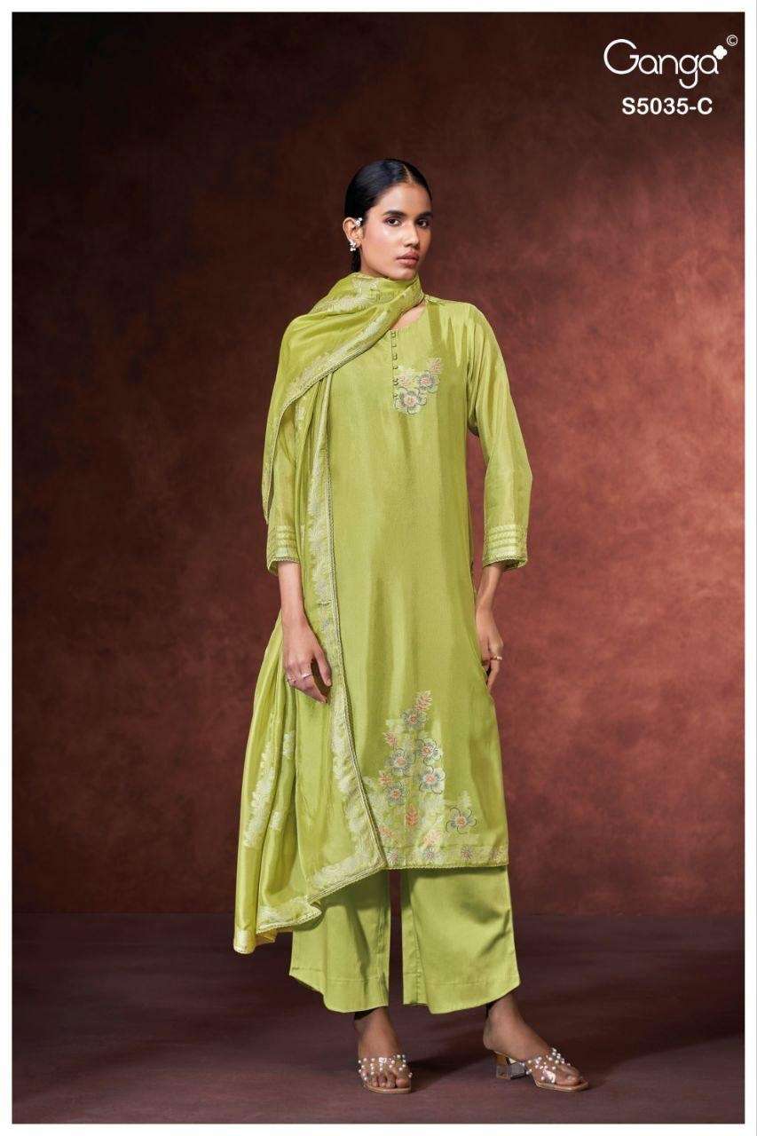 Ganga Fashion Phaevi 5035 Viscose Woven Silk Jacquard Dress Material - Amrah Wholesale