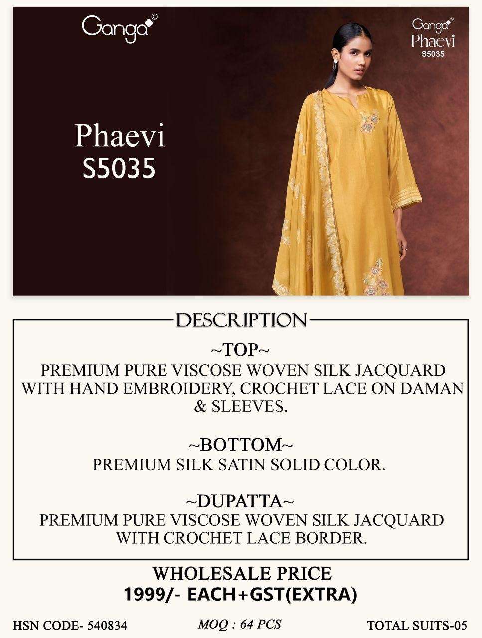 Ganga Fashion Phaevi 5035 Viscose Woven Silk Jacquard Dress Material - Amrah Wholesale
