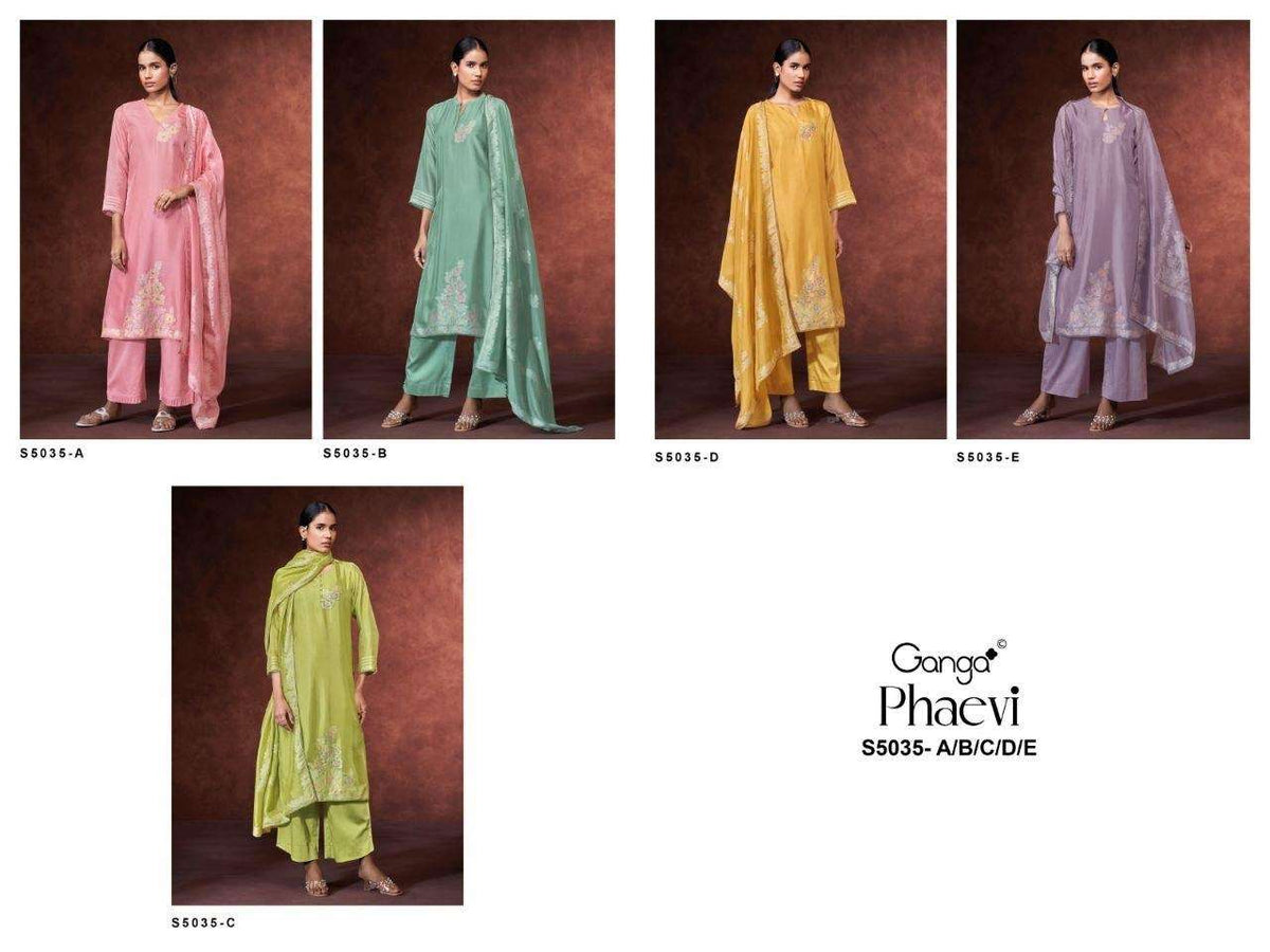 Ganga Fashion Phaevi 5035 Viscose Woven Silk Jacquard Dress Material - Amrah Wholesale