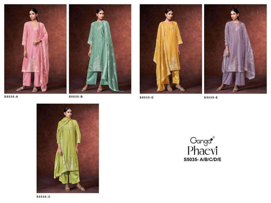 Ganga Fashion Phaevi 5035 Viscose Woven Silk Jacquard Dress Material - Amrah Wholesale