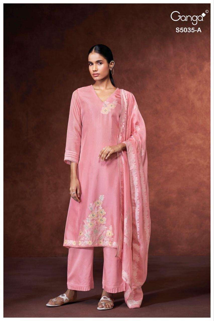 Ganga Fashion Phaevi 5035 Viscose Woven Silk Jacquard Dress Material - Amrah Wholesale