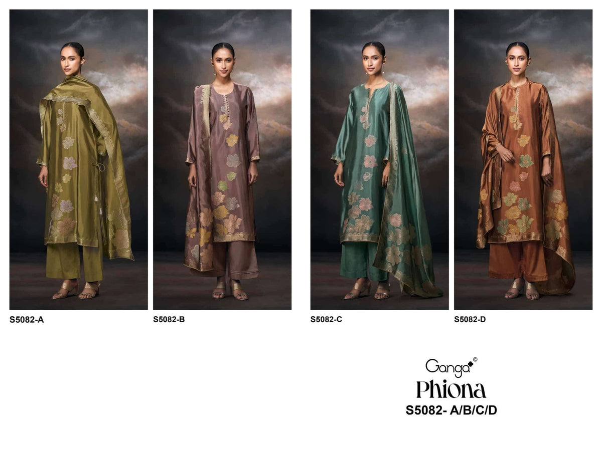 Ganga Fashion Phiona 5082 Pure Viscose Woven Silk Jacquard Dress Material - Amrah Wholesale