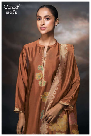 Ganga Fashion Phiona 5082 Pure Viscose Woven Silk Jacquard Dress Material - Amrah Wholesale