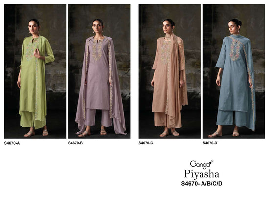 Ganga Fashion Piyasha 4670 Dress Material Wholesale Catalogue - Amrah Wholesale