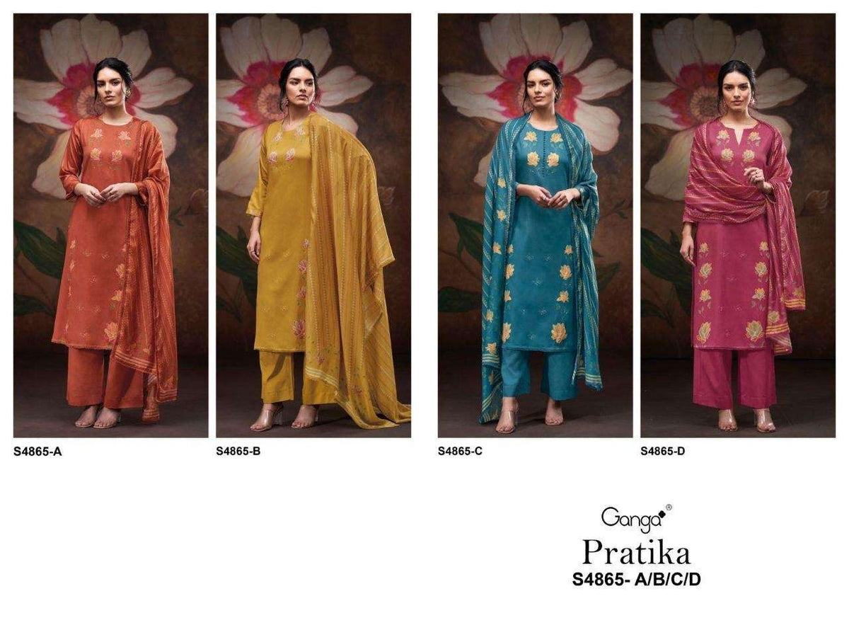Ganga Fashion Pratika 4865 Premium Cotton Dress Material - Amrah Wholesale