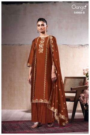 Ganga Fashion Pravika 4968 Premium Woven Silk Jacquard Dress Material - Amrah Wholesale
