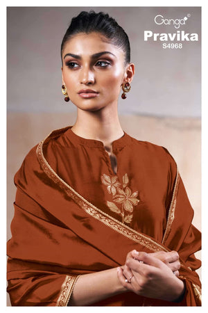 Ganga Fashion Pravika 4968 Premium Woven Silk Jacquard Dress Material - Amrah Wholesale
