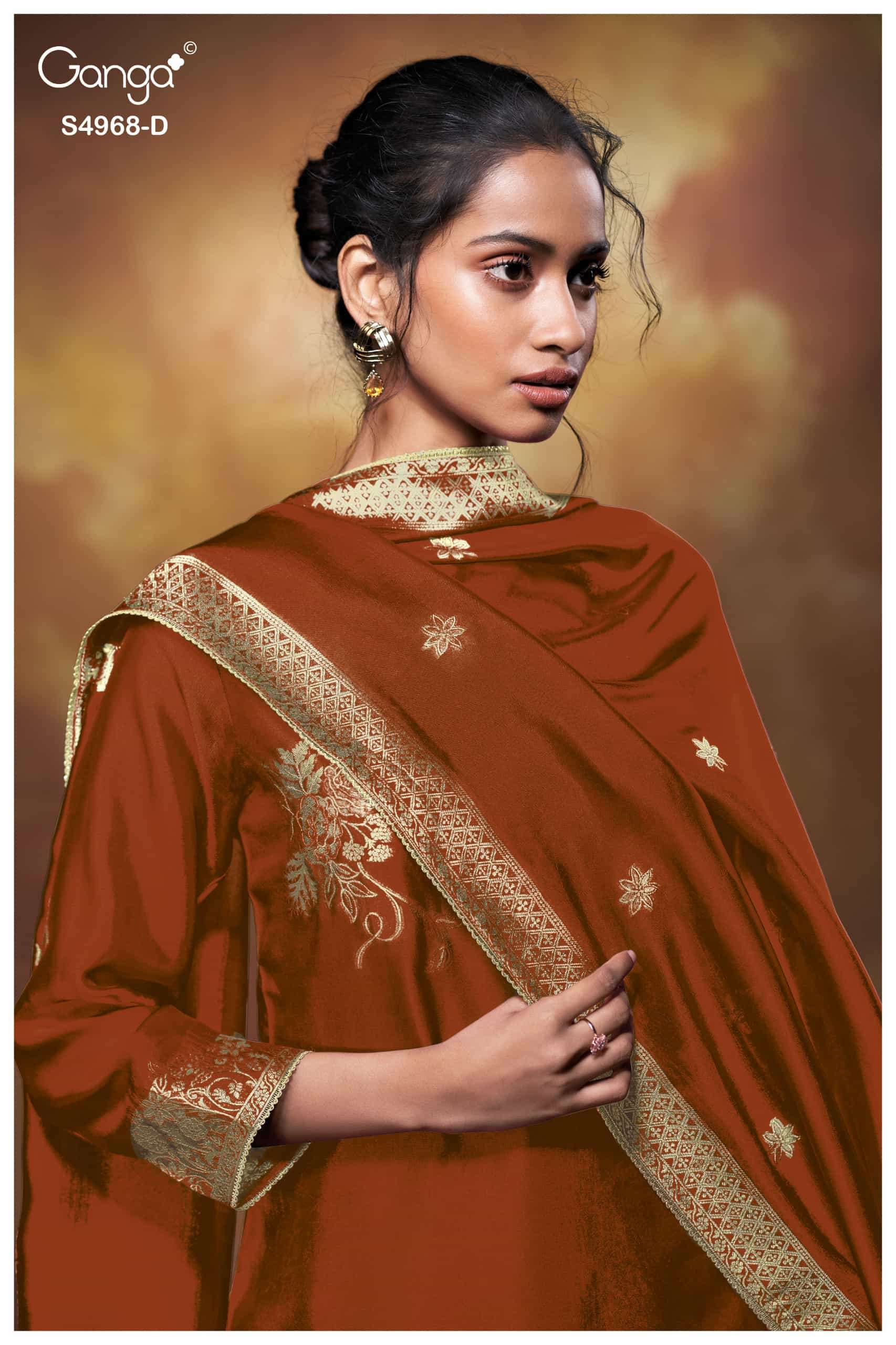 Ganga Fashion Pravika 4968 Premium Woven Silk Jacquard Dress Material