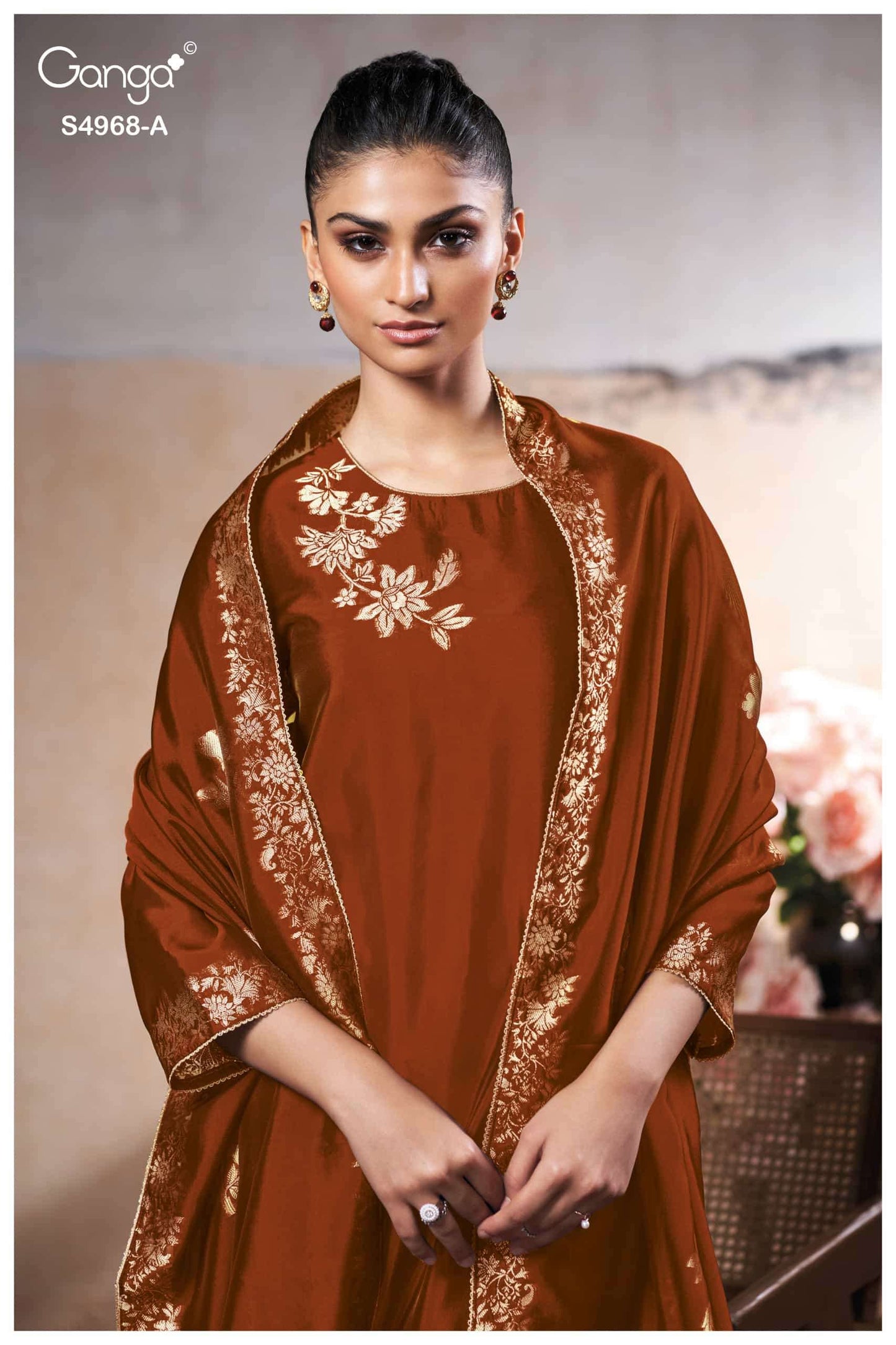 Ganga Fashion Pravika 4968 Premium Woven Silk Jacquard Dress Material