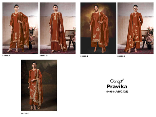 Ganga Fashion Pravika 4968 Premium Woven Silk Jacquard Dress Material