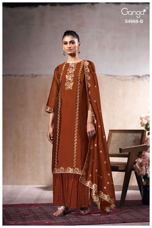Ganga Fashion Pravika 4968 Premium Woven Silk Jacquard Dress Material