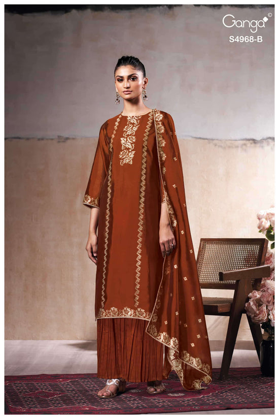 Ganga Fashion Pravika 4968 Premium Woven Silk Jacquard Dress Material