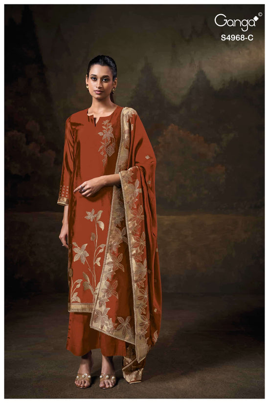 Ganga Fashion Pravika 4968 Premium Woven Silk Jacquard Dress Material
