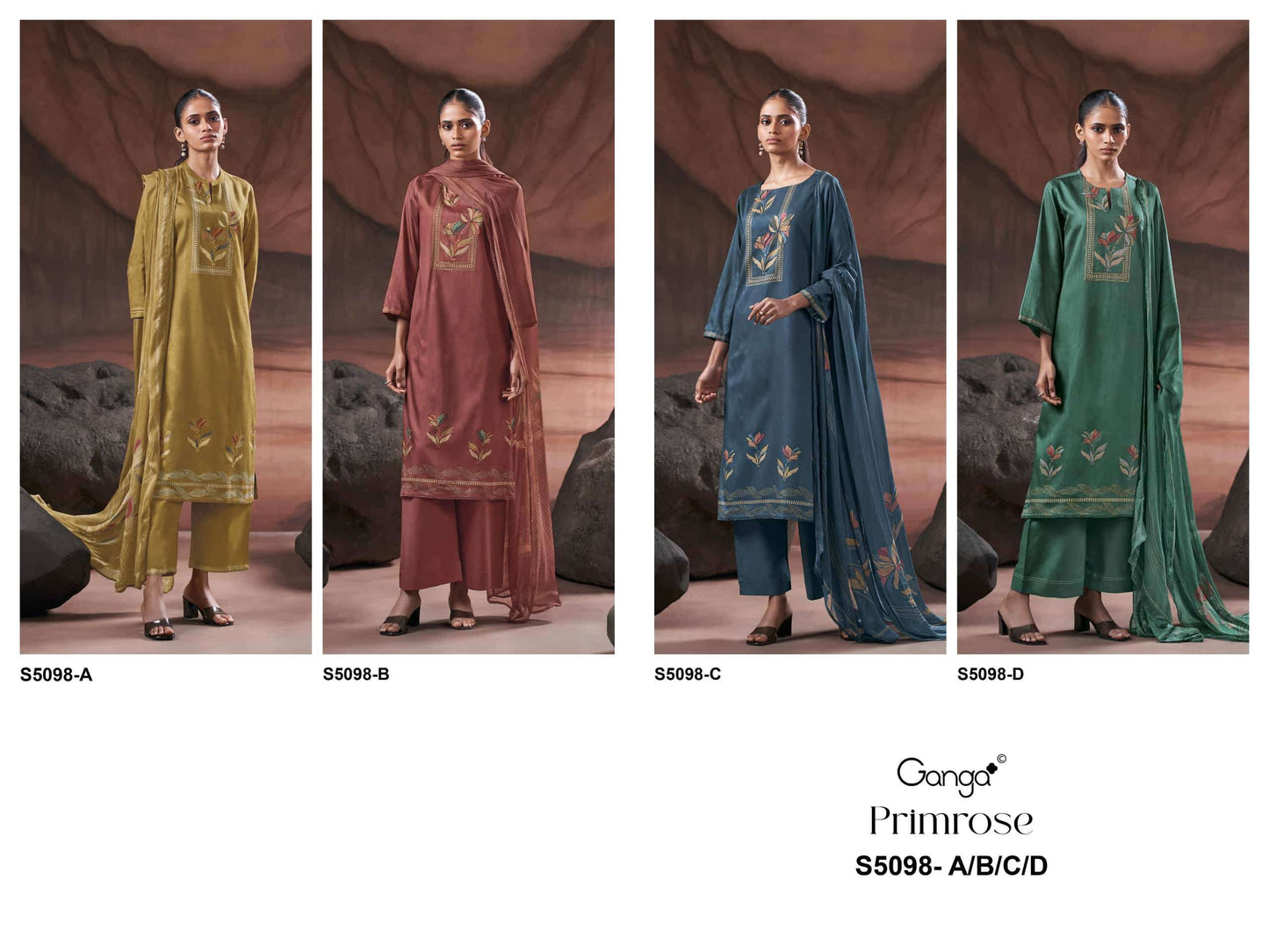 Ganga Fashion Primrose 5098 Premium Cotton Satin Dress Material Wholesale