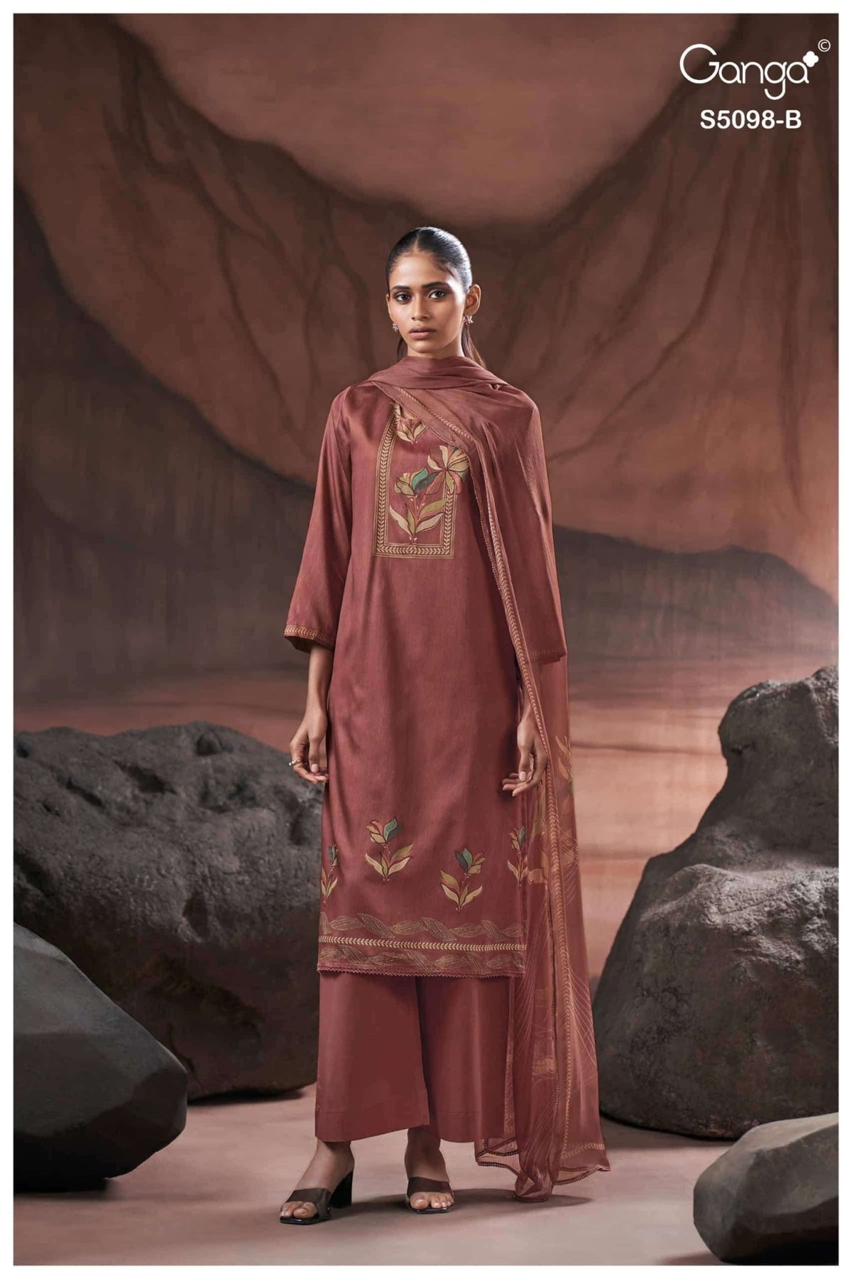 Ganga Fashion Primrose 5098 Premium Cotton Satin Dress Material Wholesale - Amrah Wholesale