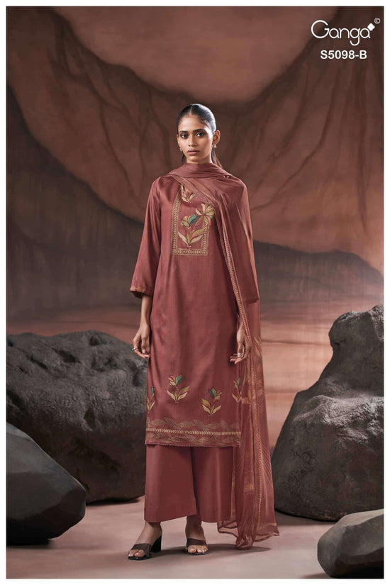 Ganga Fashion Primrose 5098 Premium Cotton Satin Dress Material Wholesale - Amrah Wholesale