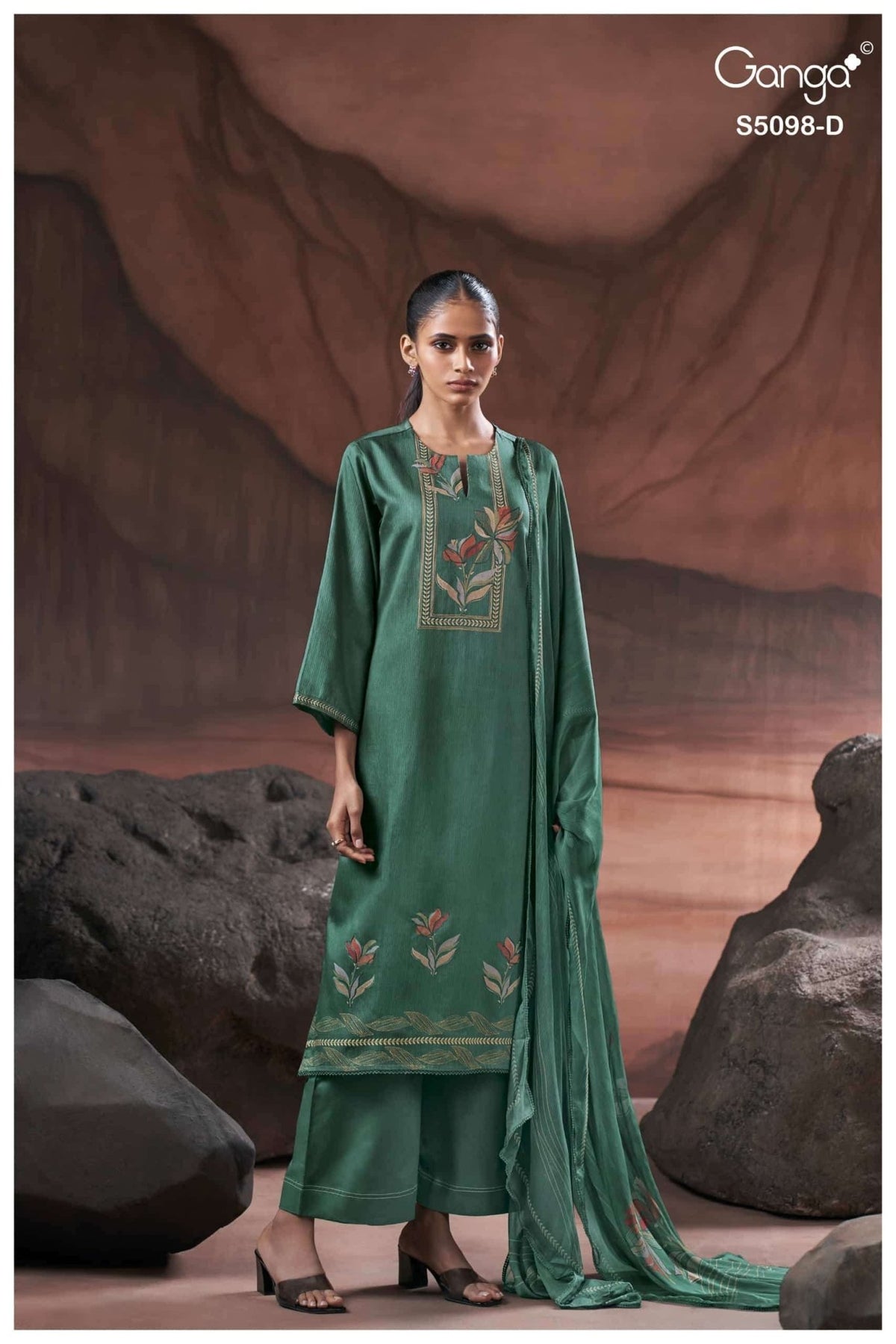Ganga Fashion Primrose 5098 Premium Cotton Satin Dress Material Wholesale - Amrah Wholesale