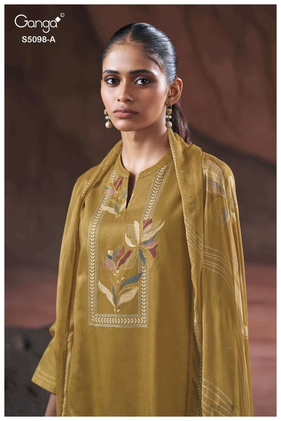 Ganga Fashion Primrose 5098 Premium Cotton Satin Dress Material Wholesale - Amrah Wholesale