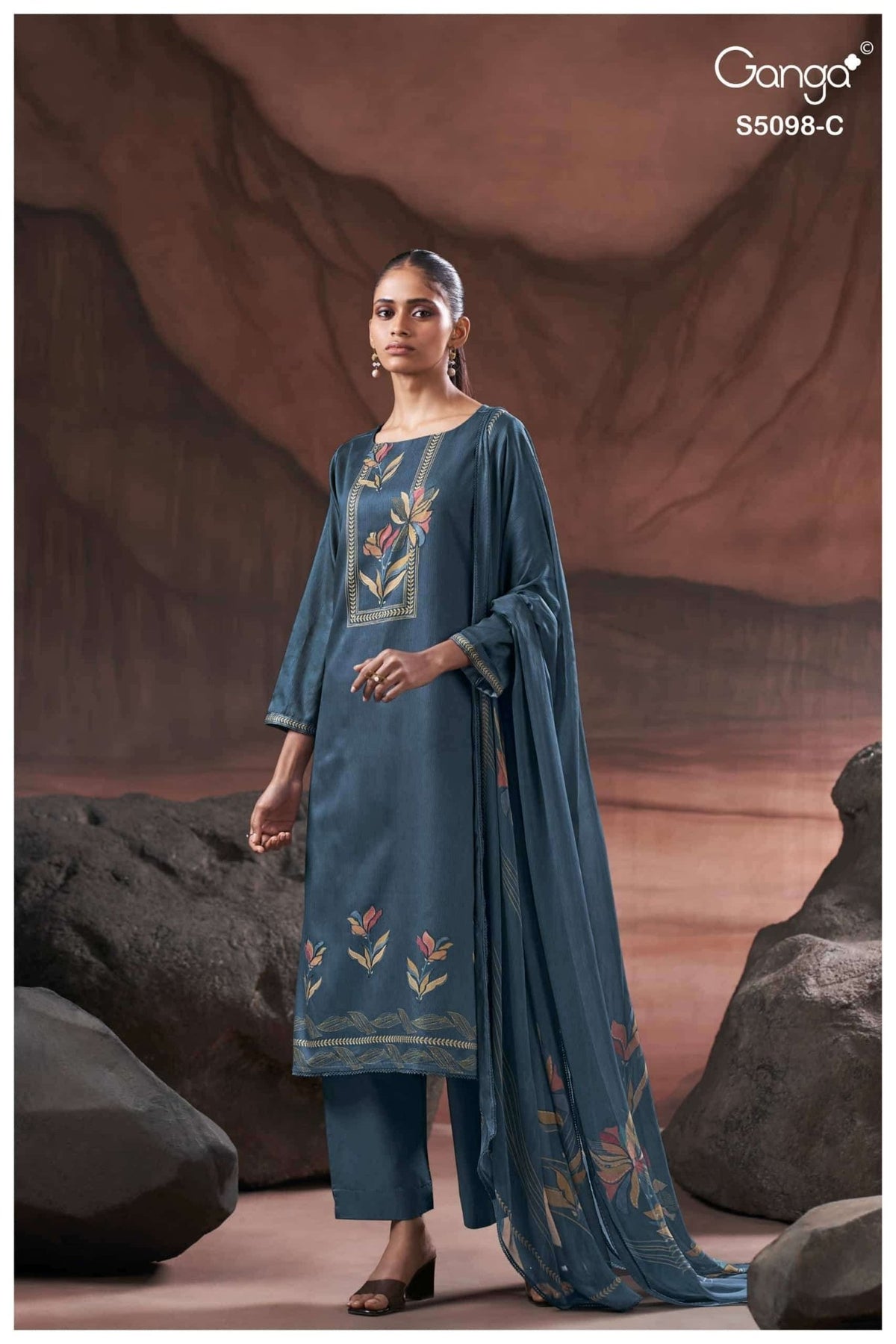 Ganga Fashion Primrose 5098 Premium Cotton Satin Dress Material Wholesale - Amrah Wholesale