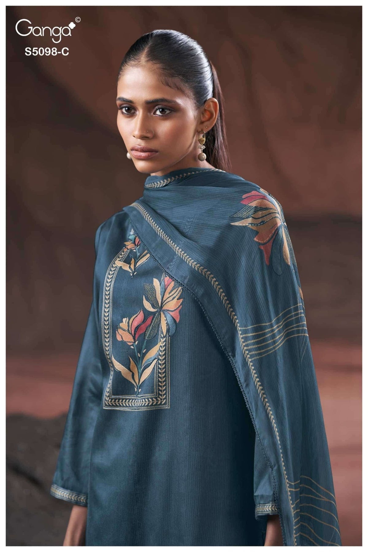Ganga Fashion Primrose 5098 Premium Cotton Satin Dress Material Wholesale - Amrah Wholesale