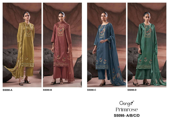 Ganga Fashion Primrose 5098 Premium Cotton Satin Dress Material Wholesale - Amrah Wholesale