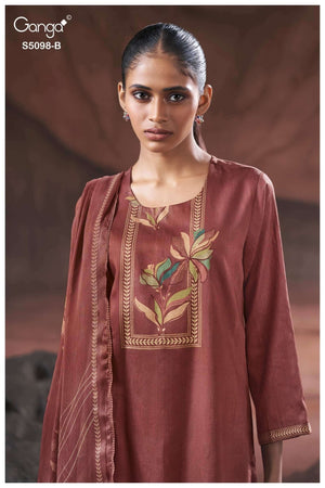Ganga Fashion Primrose 5098 Premium Cotton Satin Dress Material Wholesale - Amrah Wholesale