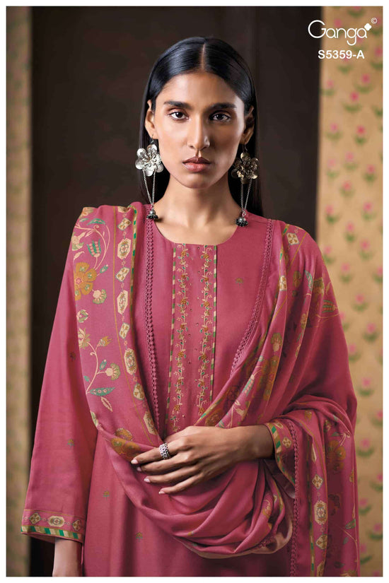 Ganga Fashion Prishta 5359 Pure Wool Pashmina Printed Dress Material