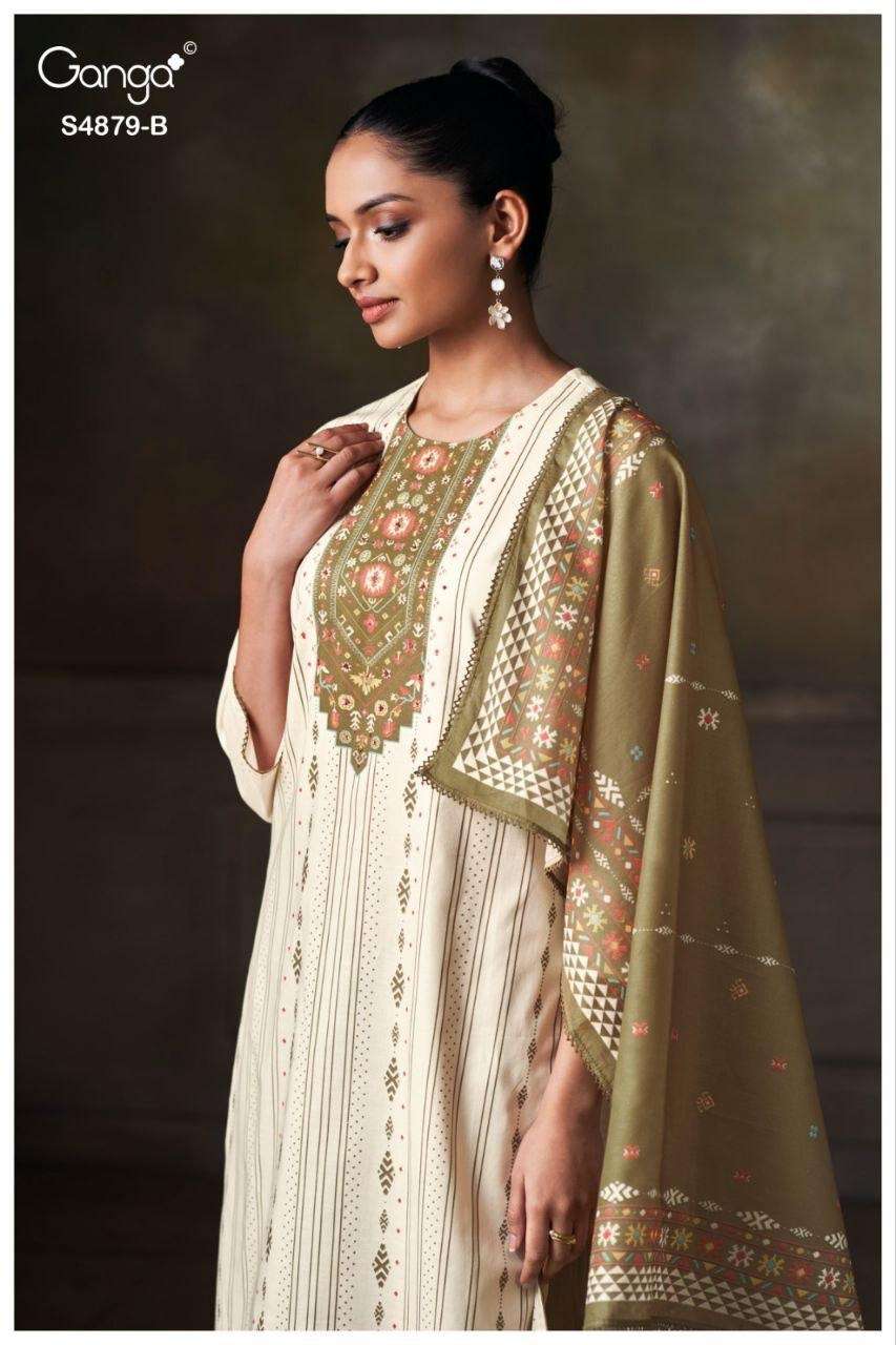 Ganga Fashion Pryael 4879 Premium Cotton Dress Material - Amrah Wholesale