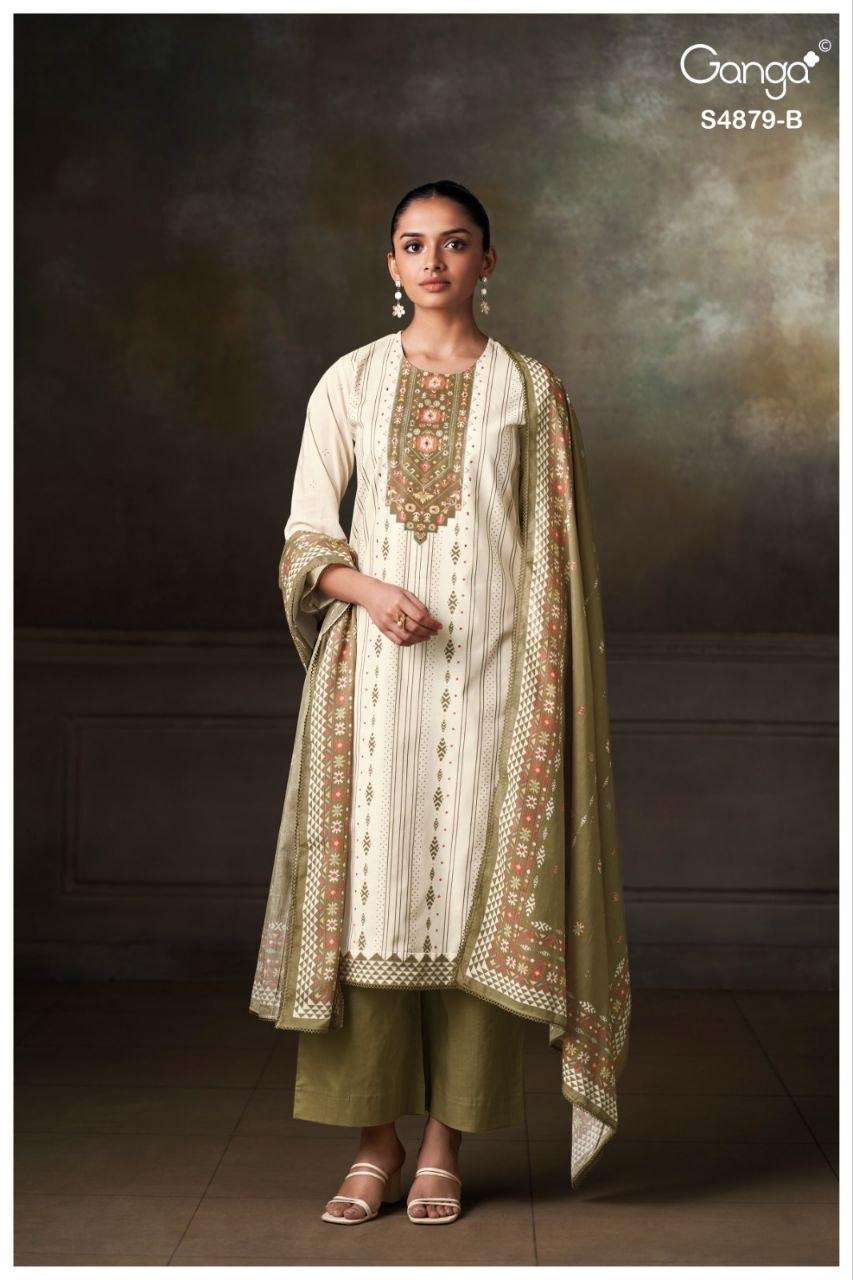 Ganga Fashion Pryael 4879 Premium Cotton Dress Material - Amrah Wholesale